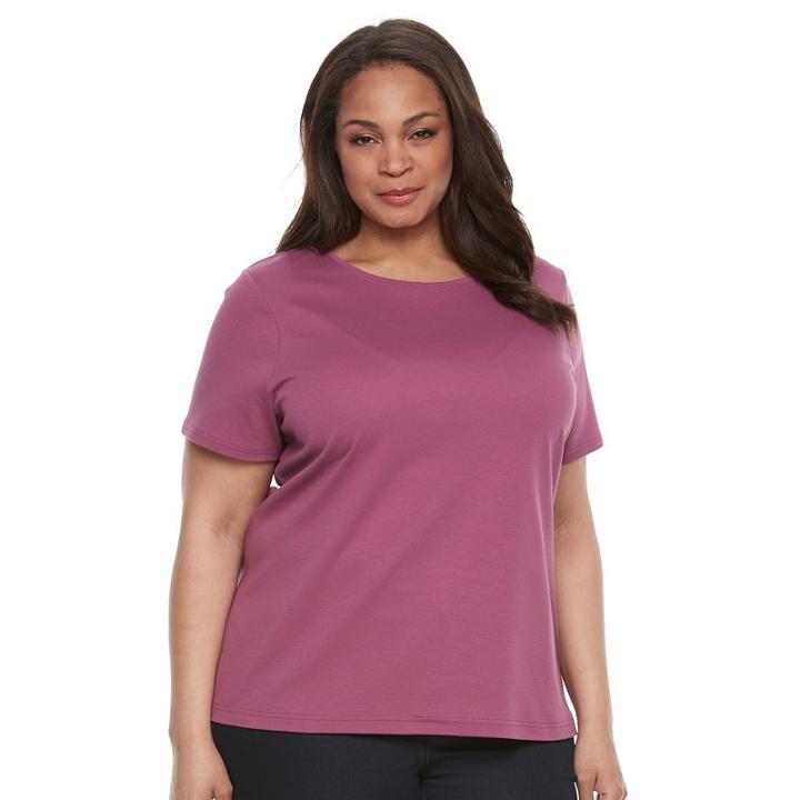 Plus Size Croft & Barrow&reg; Essential Crewneck Tee, Women's, Size: 2xl, Med Purple