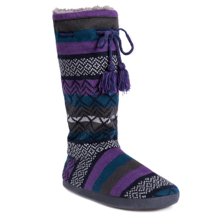 Women's Muk Luks Gloria Knit Tall Boot Slippers, Size: Large, Brt Purple