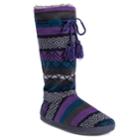 Women's Muk Luks Gloria Knit Tall Boot Slippers, Size: Large, Brt Purple