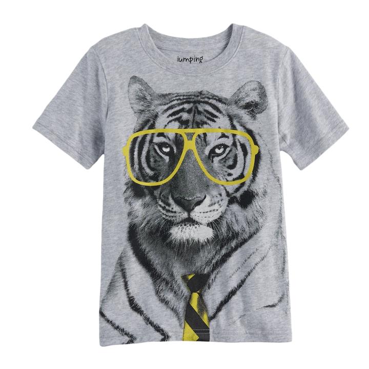 Boys 4-10 Jumping Beans&reg; Tiger In Glasses Graphic Tee, Size: 5, Light Grey