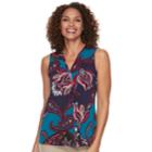 Petite Dana Buchman Pleated V-neck Tank, Women's, Size: M Petite, Dark Red