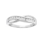 1/4 Carat T.w. Diamond 10k White Gold Crisscross Ring, Women's, Size: 8