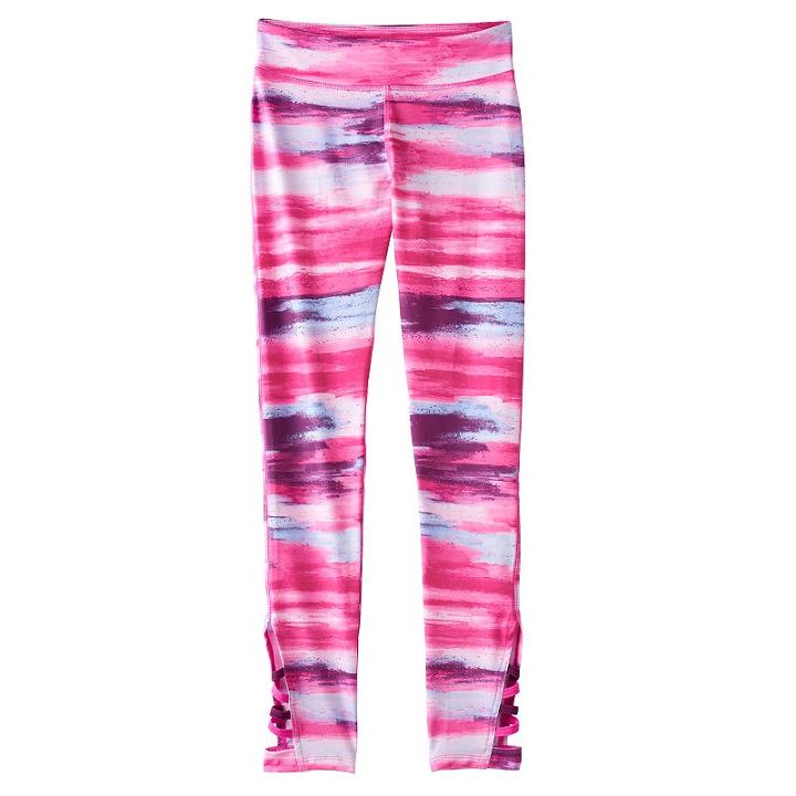 Girls 7-16 & Plus Size So® Strappy Side Leg Paint Stroke Pattern Leggings, Girl's, Size: 16, Pink