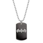 Men's Stainless Steel Batman Logo Dog Tag Necklace, Size: 22, Grey