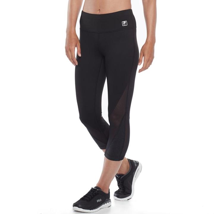 Women's Fila Sport&reg; Mesh Panel Capri Leggings, Size: Small, Med Grey