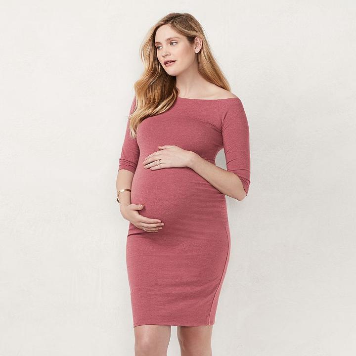 Maternity Lc Lauren Conrad Off-the-shoulder Sheath Dress, Women's, Size: Xs-mat, Orange