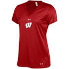 Women's Under Armour Wisconsin Badgers Tech V-neck Tee, Size: Small, Red