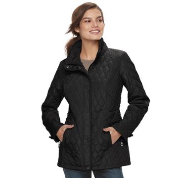 Women's Sebby Collection Quilted Barn Jacket, Size: Medium, Black