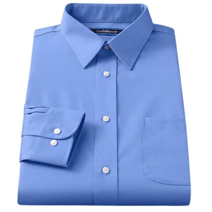 Men's Croft & Barrow&reg; Fitted Solid Easy Care Spread-collar Dress Shirt, Size: 15-34/35, Blue