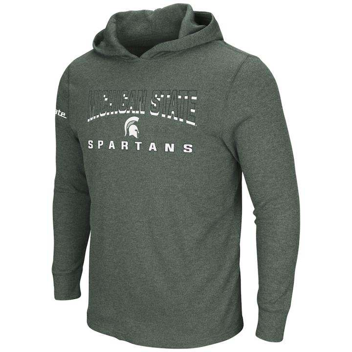 Men's Michigan State Spartans Thermal Hooded Tee, Size: Xxl, Dark Green