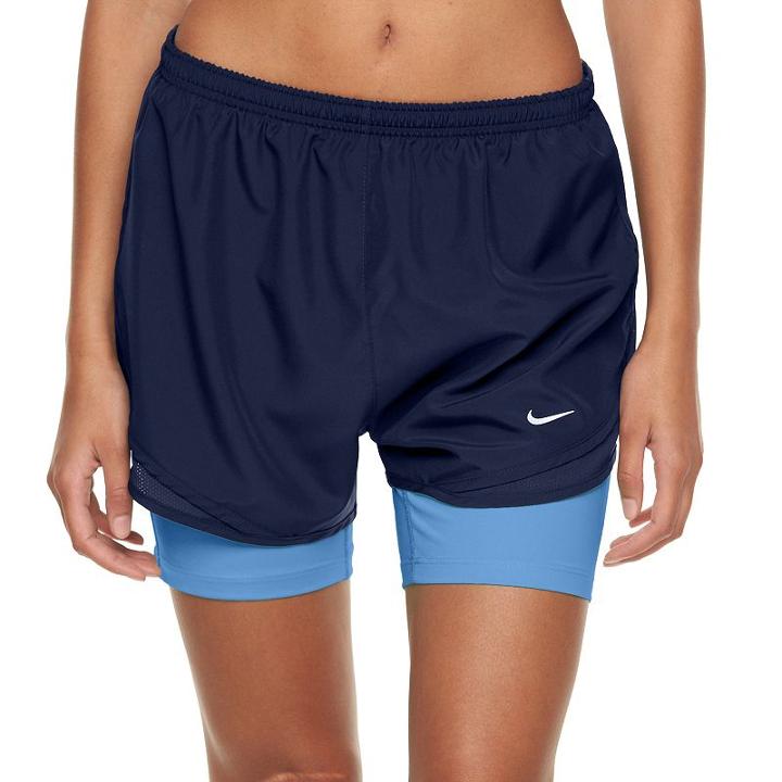 Women's Nike 2-in-1 Tempo Compression Running Shorts, Size: Large, Light Blue