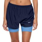 Women's Nike 2-in-1 Tempo Compression Running Shorts, Size: Large, Light Blue