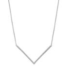 Sterling Silver Cubic Zirconia Chevron Necklace, Women's, Size: 18, Grey