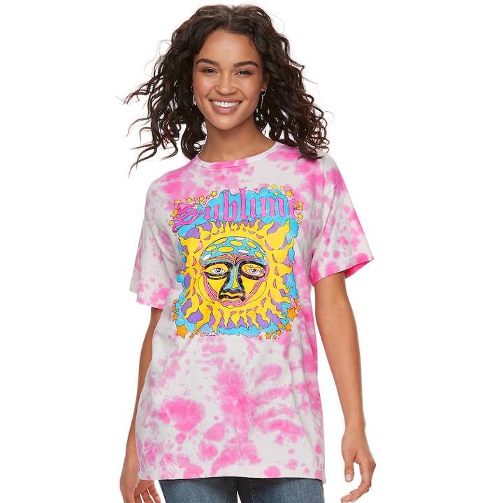 Juniors' Sublime Logo Tie-dye Graphic Tee, Teens, Size: Large, Light Pink