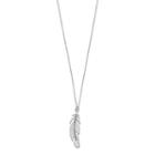 Lc Lauren Conrad Long Simulated Crystal Feather Pendant Necklace, Women's, Silver