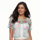 Women's Nina Leonard Floral Mesh Bolero, Size: Large, Clrs