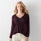 Women's Sonoma Goods For Life&trade; Embroidered Peasant Top, Size: Medium, Drk Purple