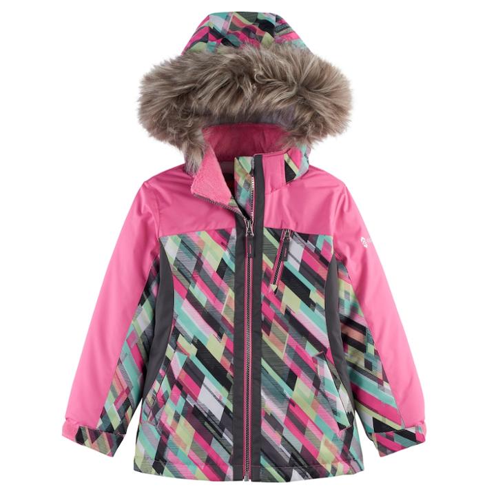 Girls 4-16 Free Country Heavyweight Geo Mosaic Boarder Jacket, Size: 5-6, Med Pink