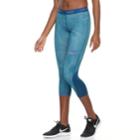 Women's Nike Training Mesh Panel Capri Leggings, Size: Xs, Blue