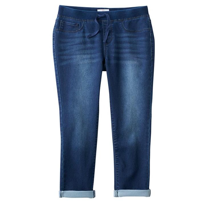 Girls 7-16 & Plus Size So&reg; Ribbed Waist Jean Capris, Girl's, Size: 7, Med Blue