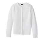 Girls 4-16 Chaps School Uniform Textured Cardigan, Size: 4, White