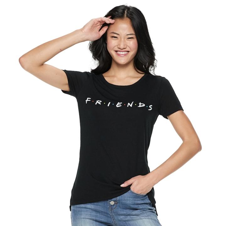 Juniors' Friends Logo Tee, Teens, Size: Large, Black