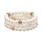Freshwater By Honora Freshwater Cultured Pearl And Crystal Stretch Bracelet Set, Women's, White