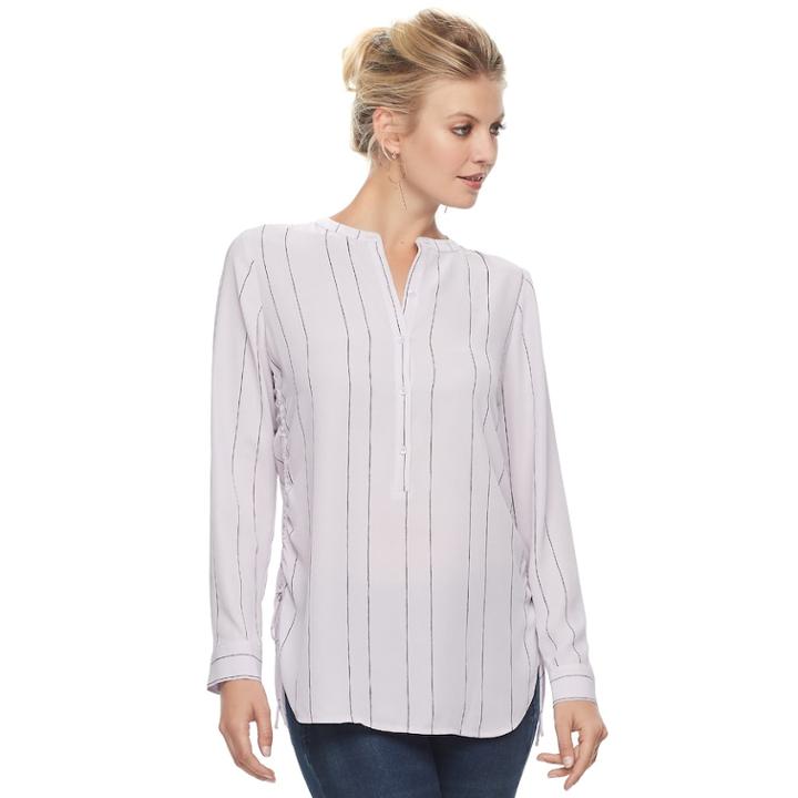 Women's Apt. 9&reg; Side Ruched Henley Tunic, Size: Large, Lt Purple