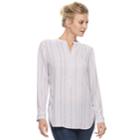 Women's Apt. 9&reg; Side Ruched Henley Tunic, Size: Large, Lt Purple