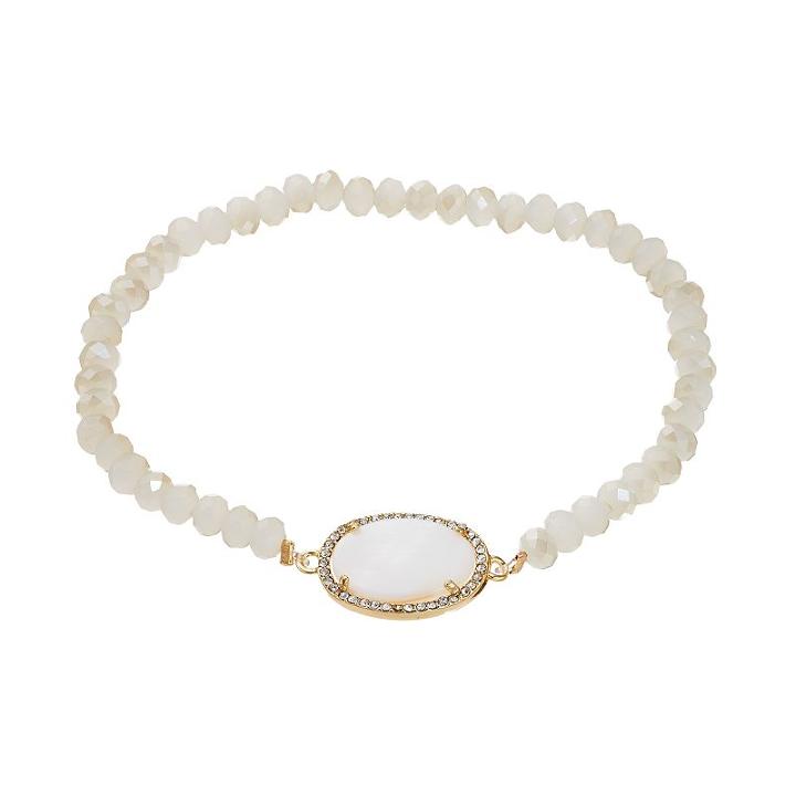 Lc Lauren Conrad Nickel Free Mother Of Pearl Stretch Bracelet, Women's, White Oth