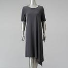 Women's Simply Vera Vera Wang Simply Separates Asymmetrical T-shirt Dress, Size: Large, Dark Grey