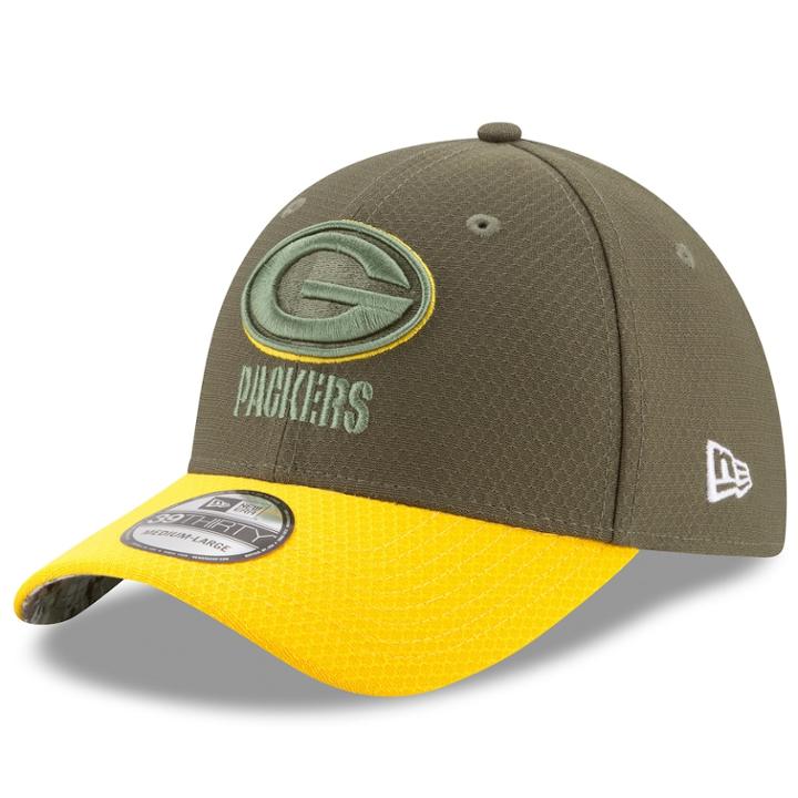 Adult New Era Green Bay Packers 39thirty Salute To Service Flex-fit Cap, Men's, Size: Medium/large, Brown