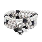 Oakland Raiders Dyed Freshwater Cultured Pearl Team Logo Charm Stretch Bracelet Set, Women's, Size: 7.5, Multicolor
