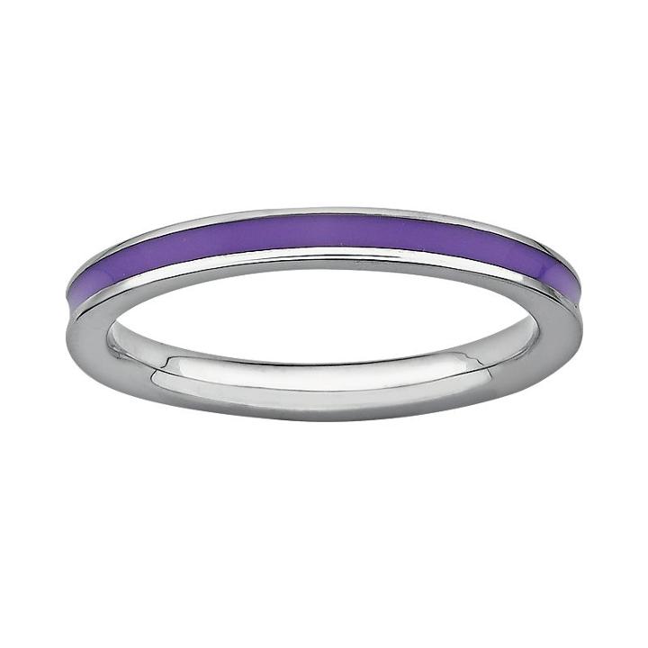 Stacks And Stones Sterling Silver Purple Enamel Stack Ring, Women's, Size: 8