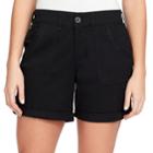 Women's Gloria Vanderbilt Misha Twill Button-tab Shorts, Size: 6, Black