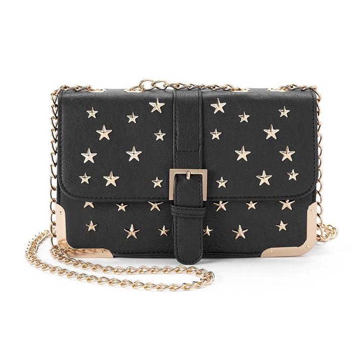 Kiss Me Couture Star Studded Crossbody Bag, Women's, Black