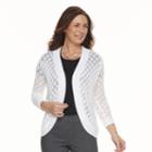 Petite Napa Valley Open-stitch Crochet Cardigan, Women's, Size: L Petite, White