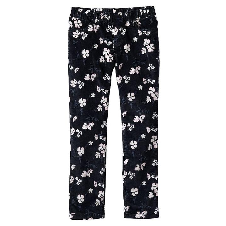 Girls 4-7 Sonoma Goods For Life&trade; Floral Corduroy Pants, Girl's, Size: 6, Black