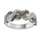 Silver Luxuries Silver-plated Crystal And Marcasite Twist Ring, Women's, Size: 7, Multicolor