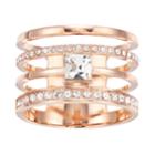 Brilliance Rose Gold Tone Swarovski Crystal Multi-band Ring, Women's, Size: 9, White