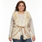 Plus Size Ab Studio Faux-fur Sweater Vest, Women's, Size: 1xl, Ovrfl Oth