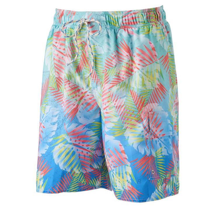 Big & Tall Croft & Barrow&reg; Palm Leaf Microfiber Swim Trunks, Men's, Size: Xxl Tall, Purple Oth