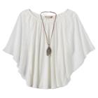 Girls Plus Size Speechless Flutter-sleeve Top & Necklace Set, Girl's, Size: M Plus, Natural