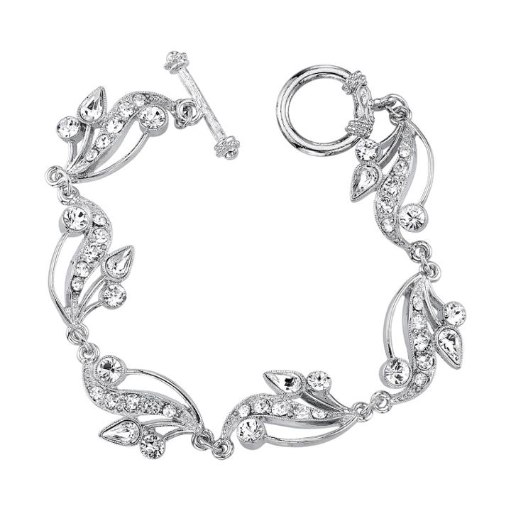1928 Crystal Vine Toggle Bracelet, Women's, Size: 7.25, Grey
