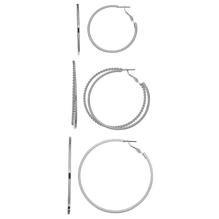 Hoop Earring Set, Women's, Silver