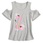 Girls 7-16 & Plus Size So&reg; Cold Shoulder Pom-pom Trim Graphic Tee, Size: 20 1/2, Med Grey