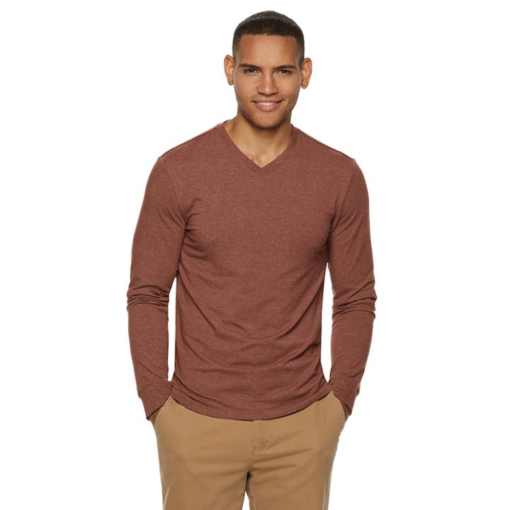 Men's Sonoma Goods For Life&trade; Modern-fit Supersoft V-neck Tee, Size: Medium, Dark Brown
