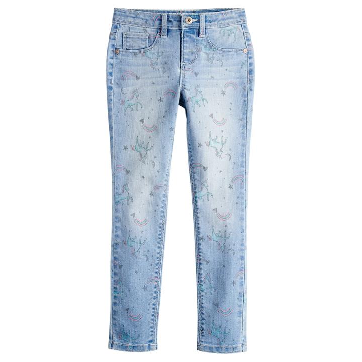 Girls 4-12 Sonoma Goods For Life&reg; Unicorn Print Jeggings, Size: 8, Light Blue