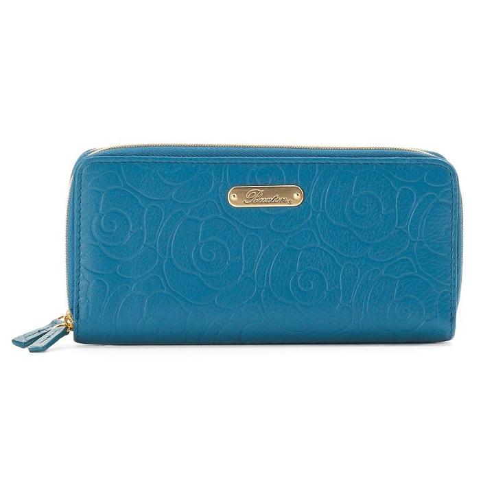 Buxton Rose Garden Double-zip Leather Clutch, Women's, Blue Other