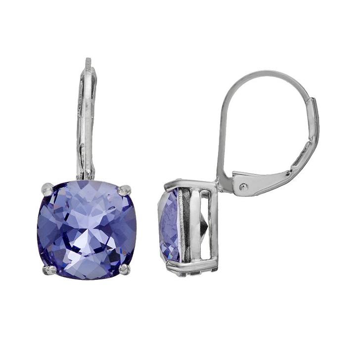 Illuminaire Crystal Silver-plated Drop Earrings - Made With Swarovski Crystals, Women's, Purple